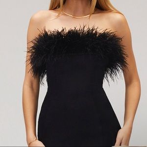 Feather tube mini dress